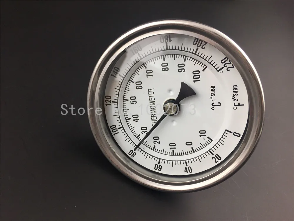 

Homebrew Kettle Weldless Bi-metal Thermometer Kit, 3"Face & 2"Probe, 1/2"MNPT, 0~220F degree Beer Thermometer