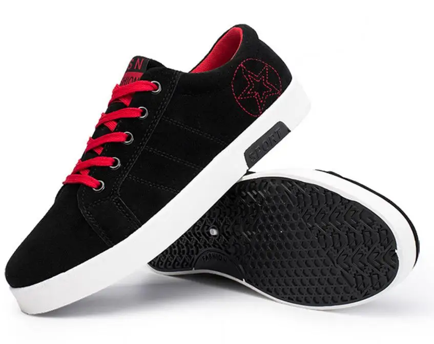 

2018 Spring Autumn New Fashion Men'S Vulcanized shoes Breathable Low heel lace-up flock man shoes casual Men Canvas Shoes