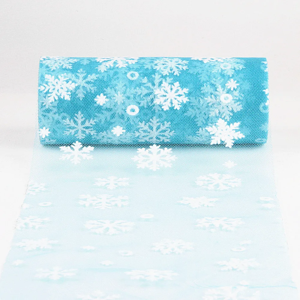 6inch15cm*10Y Snowflake Printed Organza Tulle Rolls for Christmas Decoration Frozen Party Tutu Skirt Wedding Dress Supplies Deco 6inch15cm*10Y Snowflake Printed Organza Tulle Rolls for Christmas Decoration Frozen Party Tutu Skirt Wedding Dress Supplies Deco