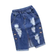 Одежда для маленьких девочек; детская ковбойская юбка; Новинка года; модная детская джинсовая юбка с эластичной резинкой на талии; летняя одежда для маленьких девочек