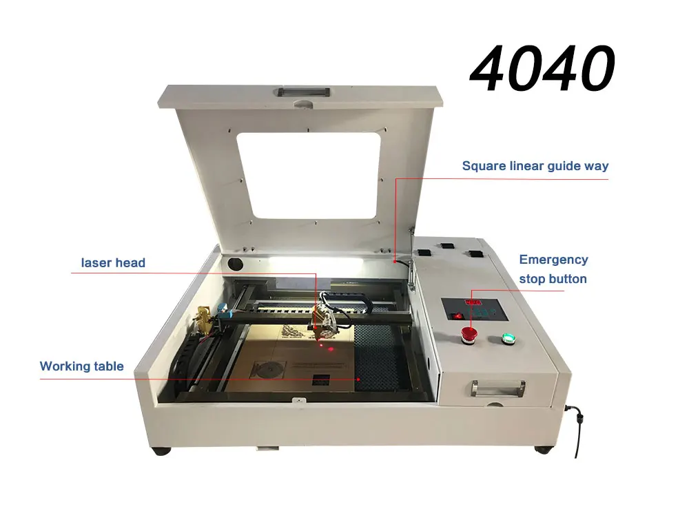 50 Вт СО2 лазер 4040 лазерная гравировка машина для резки фанеры, дерева, МДФ, акрила, критала, стекла, бумаги, пластика, оргстекла