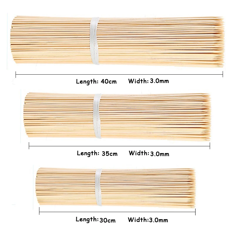 Barbecue Skewers Bamboo Sticks BBQ Meat Skewers Disposable Grill Sticks BBQ Tools Outdoor Camping Tools 100/200/300/500pcs