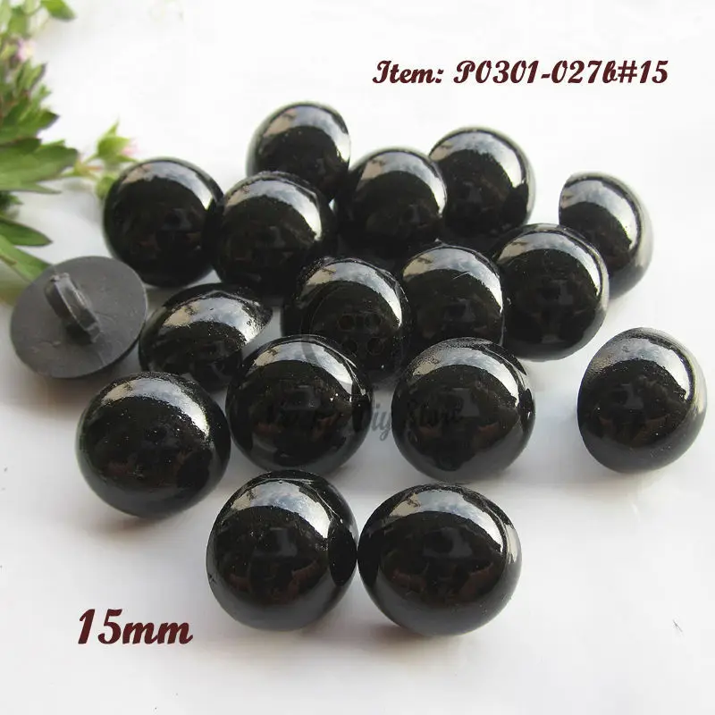 Sewing buttons 60pcs 15mm mushroom black buttons shank plastic animal