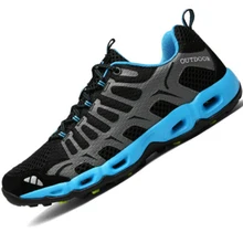 Весна/лето обувь для воды сандалии дышащая уличная Мужская обувь Aqua водные кроссовки серый/Красный Рыболовная обувь мужские прогулочные сандалии