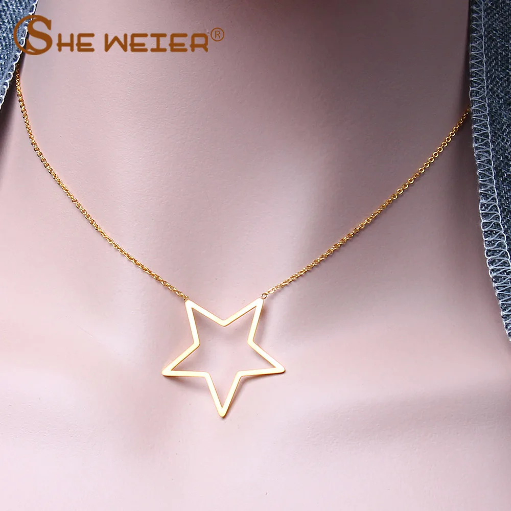 Stainless Steel Chain Choker Necklace For Women Round Heart Star Pendant Best Friends Neckless Jewelry Accessories | Украшения и