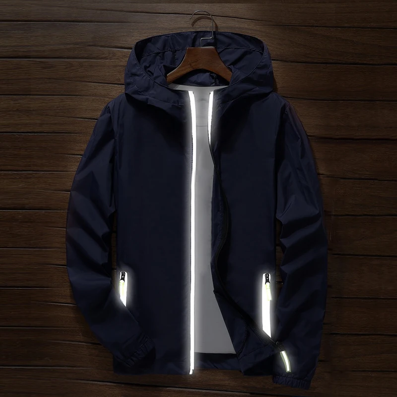 Oversize Men Windproof Cycling Jackets Male Male's Zip Thin Coat 2018 Autumn Sport Outdoor Hooded Waterproof Jackets Sportwear