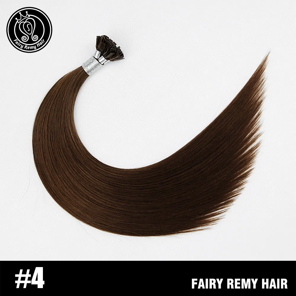 Феи remy волосы 0,8 г/локон 1" Remy плоский кончик кератиновые человеческие волосы расширение европейские натуральные волосы на капсуле fusion волосы 50 s/pac - Цвет: #4