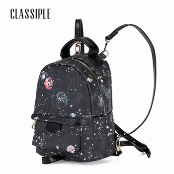 

2018 Backpacks Shoulder Bags Casual Travel Black Cowhide Star Backpack Leisure Shoulder Diagonal Girl Shoulder Bag Backpack Lady