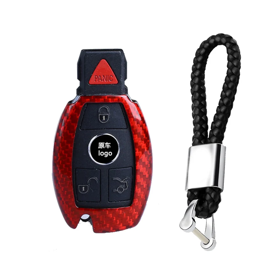 Case and keychain 2 Чехол для ключей из углеродного волокна для Benz W204 W205 W212 A B C S E Class для Mercedes брелоки Держатели Аксессуары для стайлинга автомобилей - Название цвета: Case and keychain 2