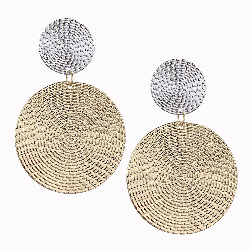 

Shiny Golden Color Double Round Circle clip Earrings For Women Elegant Fashion Statement Earrings Wholesale Jewelry