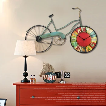 

American Retro Bicycle Nostalgic Coffee Shop Creative Home Decoration Wall Clock Bar Decoration Living Modern Wall Clock WZH124