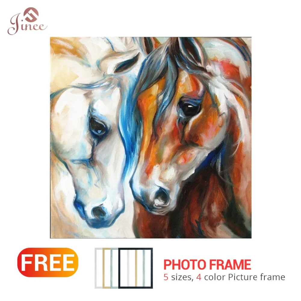 

Jincc Diamond Embroidery Two Horse Diamond Painting Full Square Round Cross Stitch Animal 5D DIY Rhinestones Mosaic Beadwork