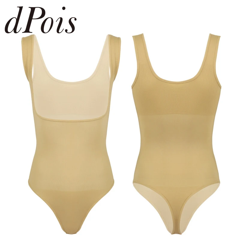 

Women Ladies One-piece Lingerie Seamless Wide Shoulder Straps Open Bust Firm Tummy Control Shapewear Thong Bodysuit Body Shaper