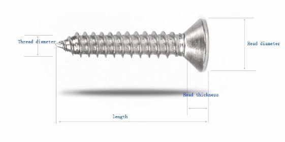304 из нержавеющей стали Самонарезающий винт с плоской головкой, с крестообразной головкой Винт с плоской головкой M4