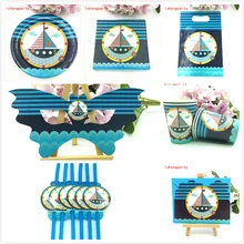 92 шт./партия, парусная лодка на день рождения, чашка, Подарочная сумка, маска, соломенная карта для детей, сувениры для вечеринки ко дню рождения, навигация, салфетка, посуда