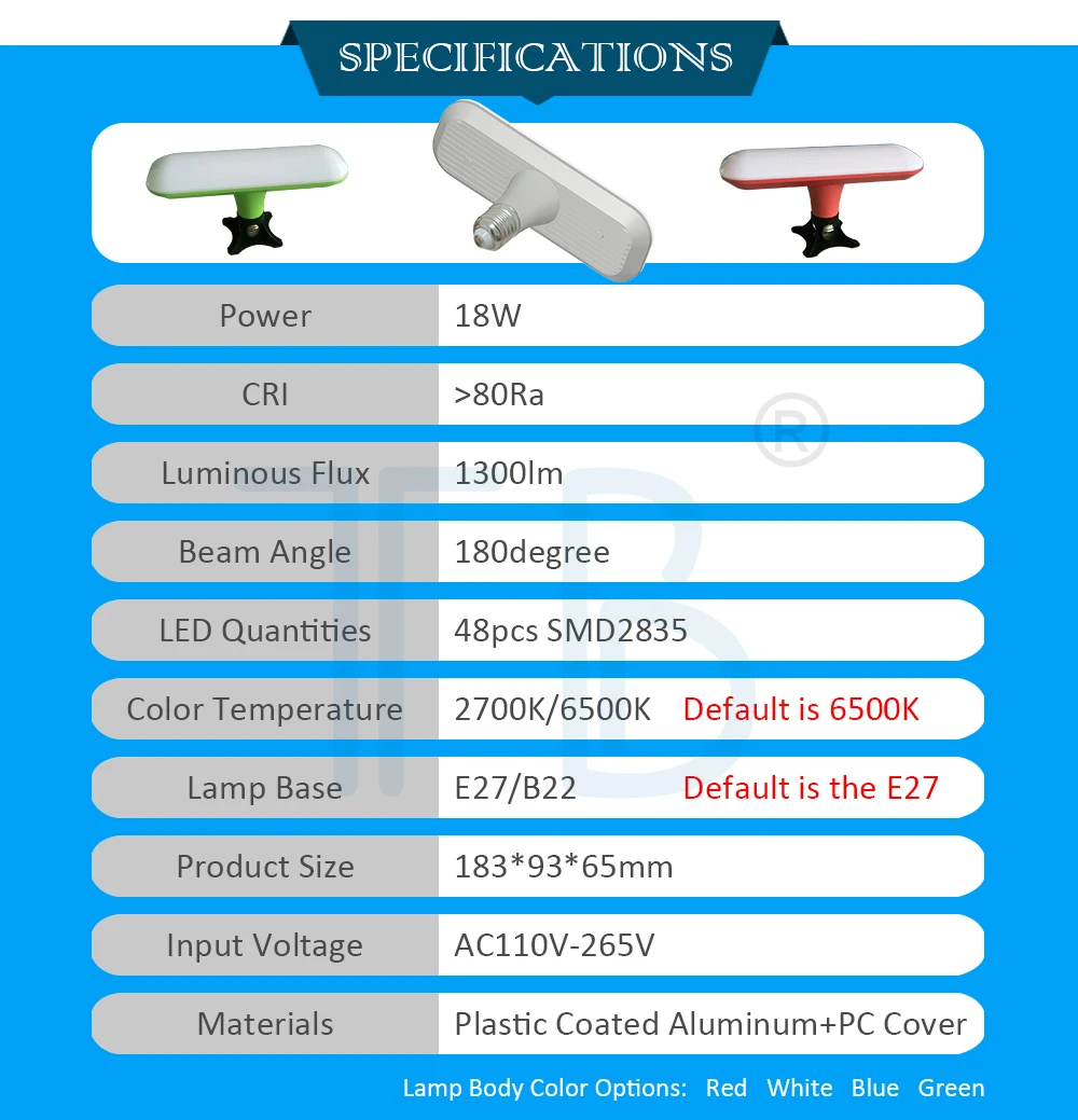 Т-образный светодиодный светильник, E27 бытовой светодиодный светильник; 18 Вт Светодиодный светильник; Т-образный светильник с цоколем E27