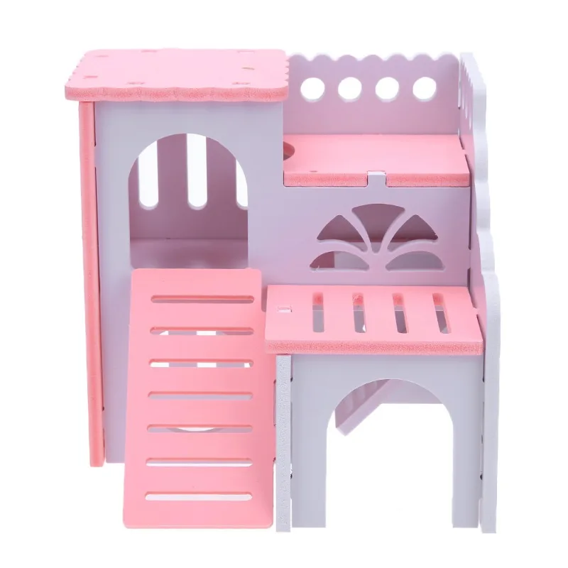 

New Small Pets Pink House Two Story House Bed Princess Cage Climb Toys for Chinchillas Guinea-pig Hedgehog Castle Hamster