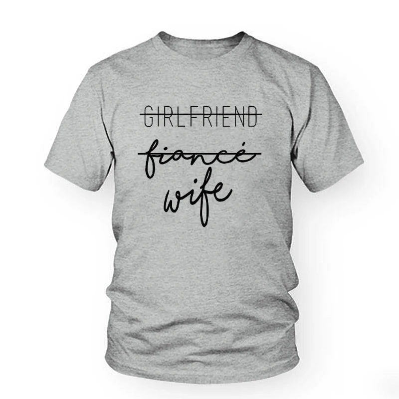 Женская футболка с надписью Girlfriend Fiance забавная Футболка принтом повседневная