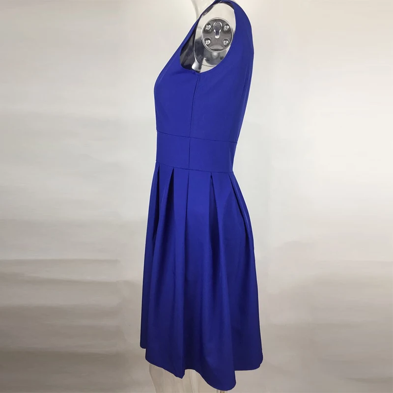 Kostlich Summer Dress Elegant Women O-Neck Sleeveless Party Dresses 1950s Vintage Big Swing Dress Office Lady Dress Sundress (2)