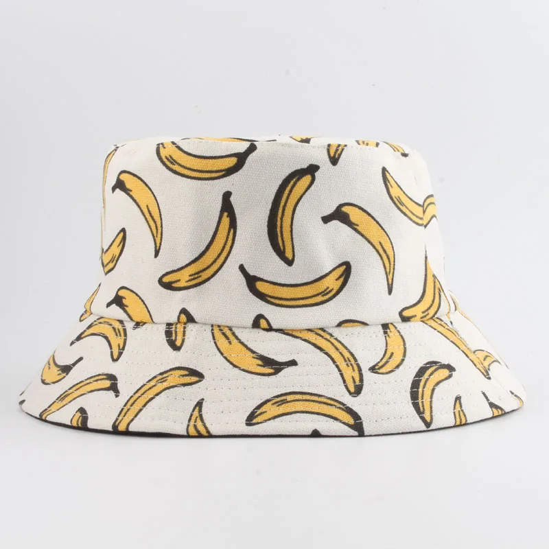 Summer Bucket Cap Banana Print Bob Hat 