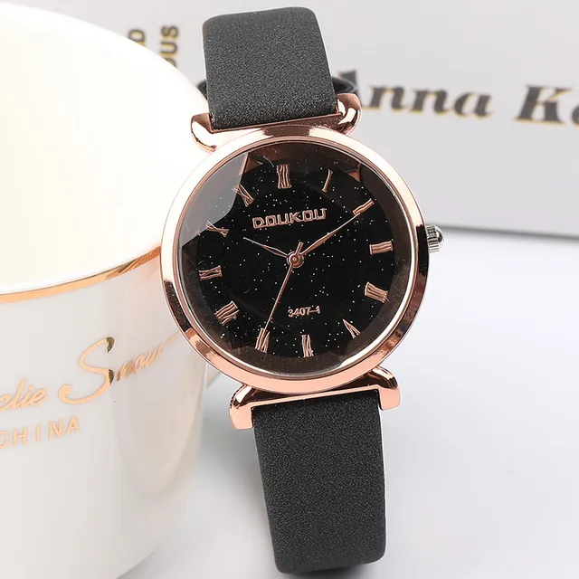 New Fashion Women Rose Gold Leather Watch Ladies Exquisite Starry Sky Small Dial New Fashion Women Rose Gold Leather Watch Ladies Exquisite Starry Sky Small Dial