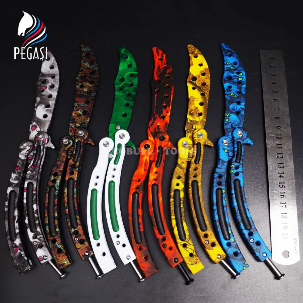

PEGASI CS GO Training Butterfly in knife Counter Strike Game Claw Karambit Folding Trainer Knive Dull Blade No Edge Tool