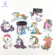 10 Pcs Colorful Cute Unicorn Stickers for Laptop Car Styling Phone Luggage Bike Motorcycle Mixed Cartoon