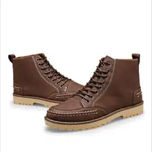 Spring Autumn winter Leather Men Boots High Quality Men Ankle Boots Leather famous brand shoes England Plus cotton snow boots