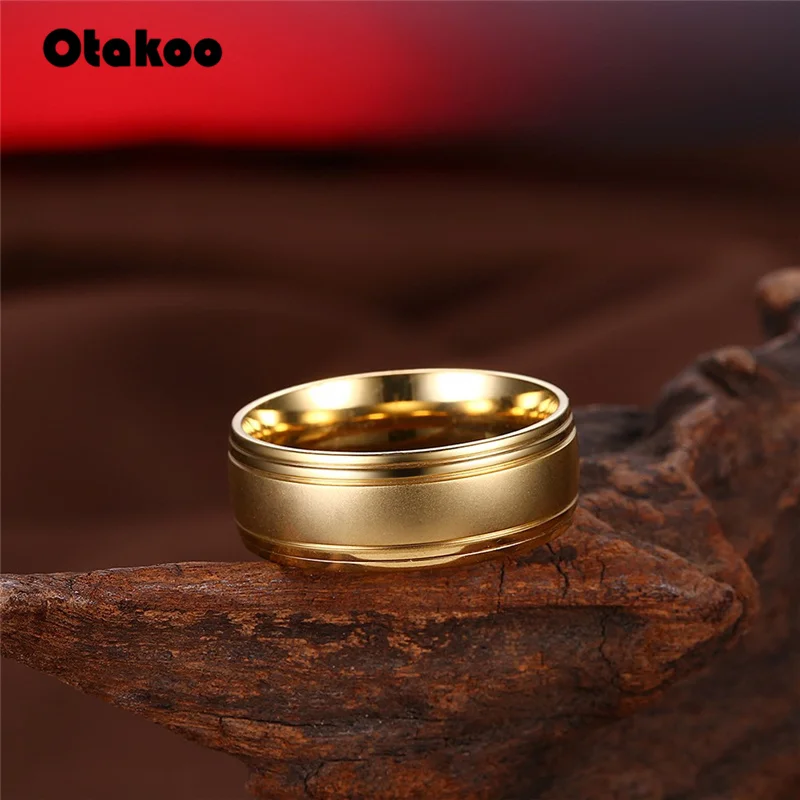 Otakoo горячая Распродажа высококачественное Золотое кольцо из титановой стали для