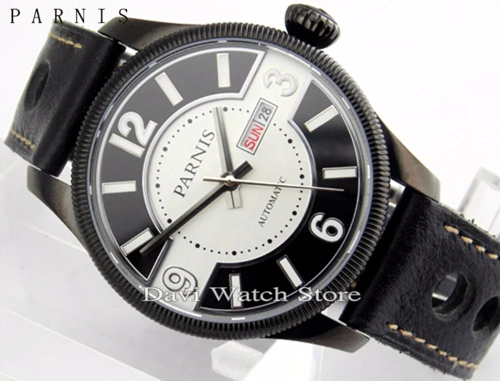 

Parnis 42mm black stainless steel case Sapphire glass miyota Automatic mens Watch