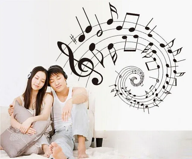 Musical Notes Rotation School Classroom Wall Decoration Stickers Flat Glass New