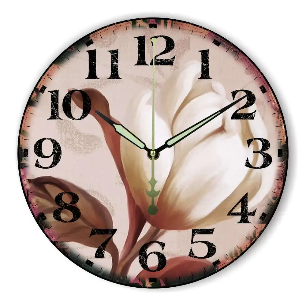 Vintage Decoración Salón Reloj de Pared Con Silent Movimiento Reloj de  Flores Hermosas Retro Decoración Del Hogar Reloj de Cuarzo Mejor Regalo 