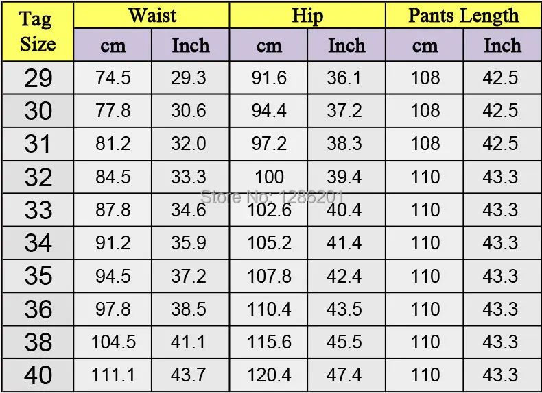 size 38 in cm pants