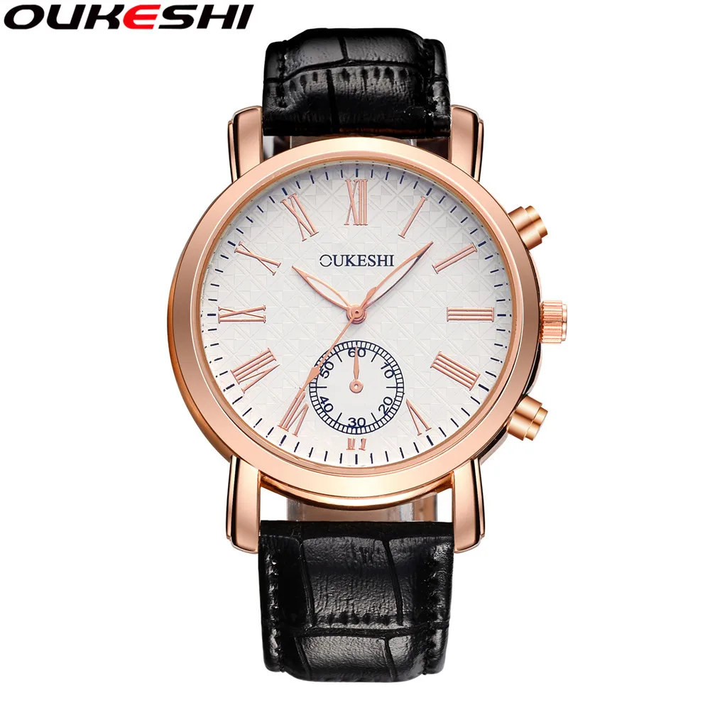 

OUKESHI Men Business Watch Fashion Roman Numerals Casual Quartz Wrist Watch Men Golden Waterproof Watch Relogio Masculino OKS52