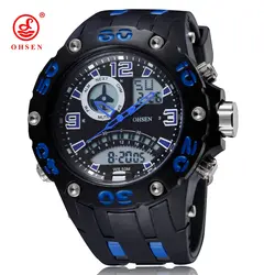 2016 в новом OHSEN Цифровые кварцевые мужские наручные часы relogio masculino резиновый ремешок синий Открытый Спорт синий Дайвинг часы большого