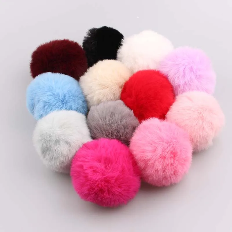 12 Colors Hot Sale Lovely Fluffy Rabbit Fur Ball Key Chain Pompom Artificial Keychain Women Car Bag Ring | Украшения и аксессуары
