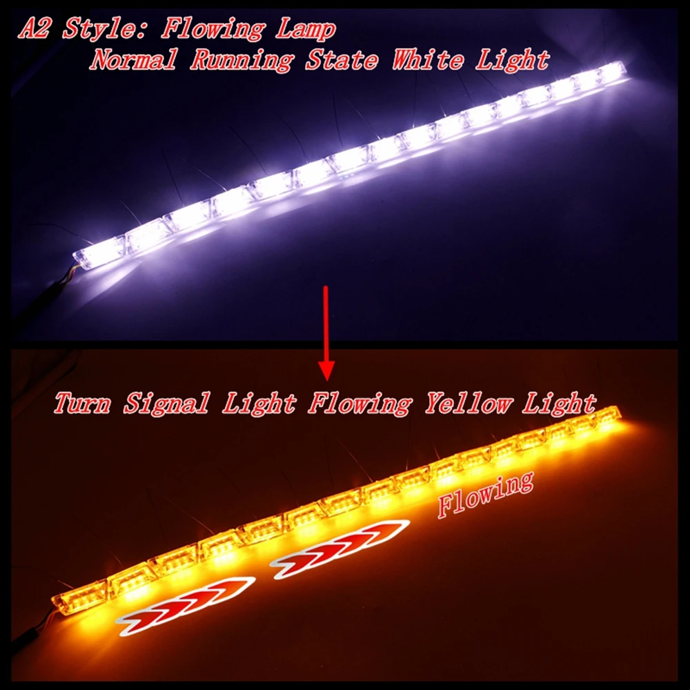 Tak Wai Lee 2X автомобильный гибкий белый/янтарный светодиодный DRL дневные ходовые полосы лампа сигнал поворота струящиеся капли воды рулевая панель фары