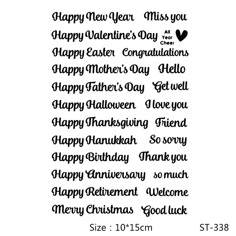 AZSG Various Blessings/Wishes/Lovelorn/Calendar Word Clear Stamps For DIY Scrapbooking/Album Decorative Silicone Stamp Crafts - Цвет: stamps  ST-338