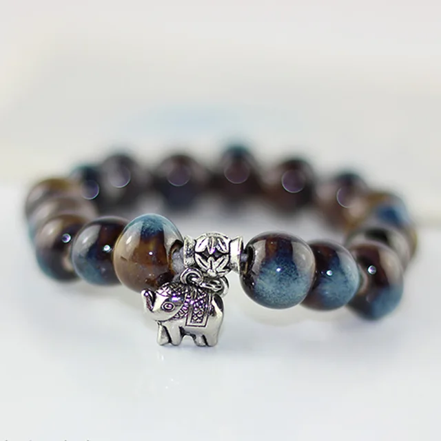 Ceramic Bead Bracelet For Women Men Silver Color Beaded Bracelets Ceramic Bead Bracelet For Women Men Silver Color Beaded Bracelets Elephant Anklet Statement Wristbands Link Chain