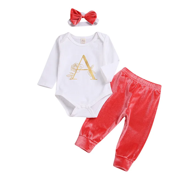 Baby Girls Clothes INS Hotsale Infant Velvet Clothing Set Sequin Baby