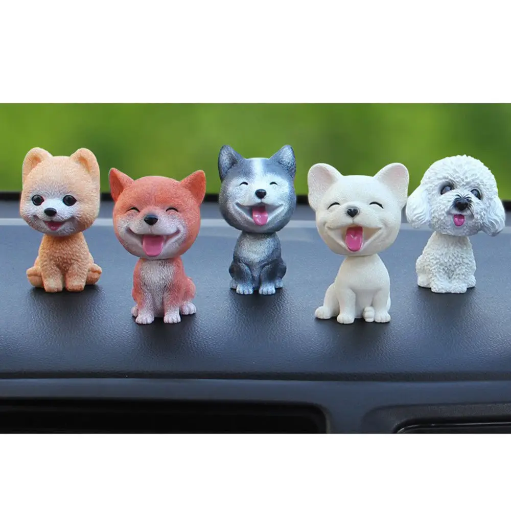 1pc Car Interior Pendant Shaking Head Pet Dog Shape Resin Ornaments Swing Dog Cartoon Doll Kawaii Cute Tumbler Car Decoration