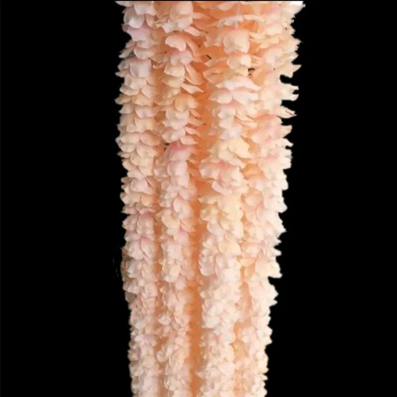 1 м искусственный цветок глицинии лоза шелк для свадебной вечеринки поддельный лист цветок украшение семьи Свадебная вечеринка украшения - Цвет: Champagne Pink