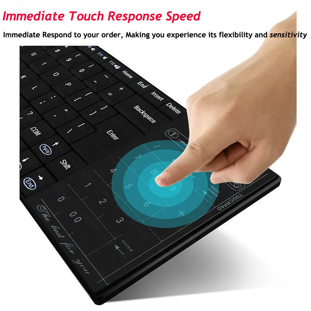 Ультра тонкая беспроводная Bluetooth клавиатура перезаряжаемые клавиатуры с сенсорной панелью клавиатуры для ПК ноутбука планшета Android Macbook Pro