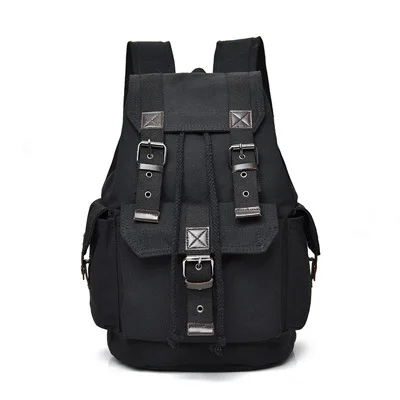 Большой винтажный холщовый рюкзак для мужчин, школьный рюкзак для ноутбука, Женская дорожная сумка через плечо, рюкзак для подростка, ретро рюкзак для пары - Цвет: Черный