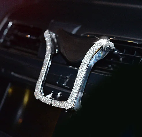 Universal Car Phone Holder with Bing Crystal Rhinestone Car Air Vent Mount Clip Cell Phone Holder for iPhone Samsung Car Holder white