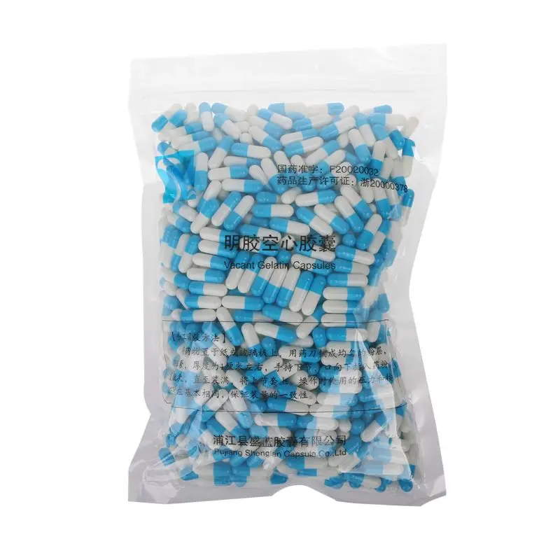 

1000 Pcs Blue-white Hard Gelatin Empty Capsules Joined Or Separated Capsules 0#