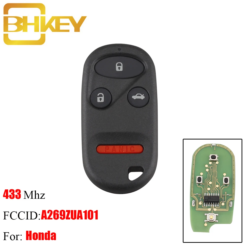 BHKEY 3+ 1 кнопки дистанционного ключа автомобиля для Honda CR-V CR V A269ZUA101 433 МГц для Honda CR-V 1997-2001 брелок сигнализации