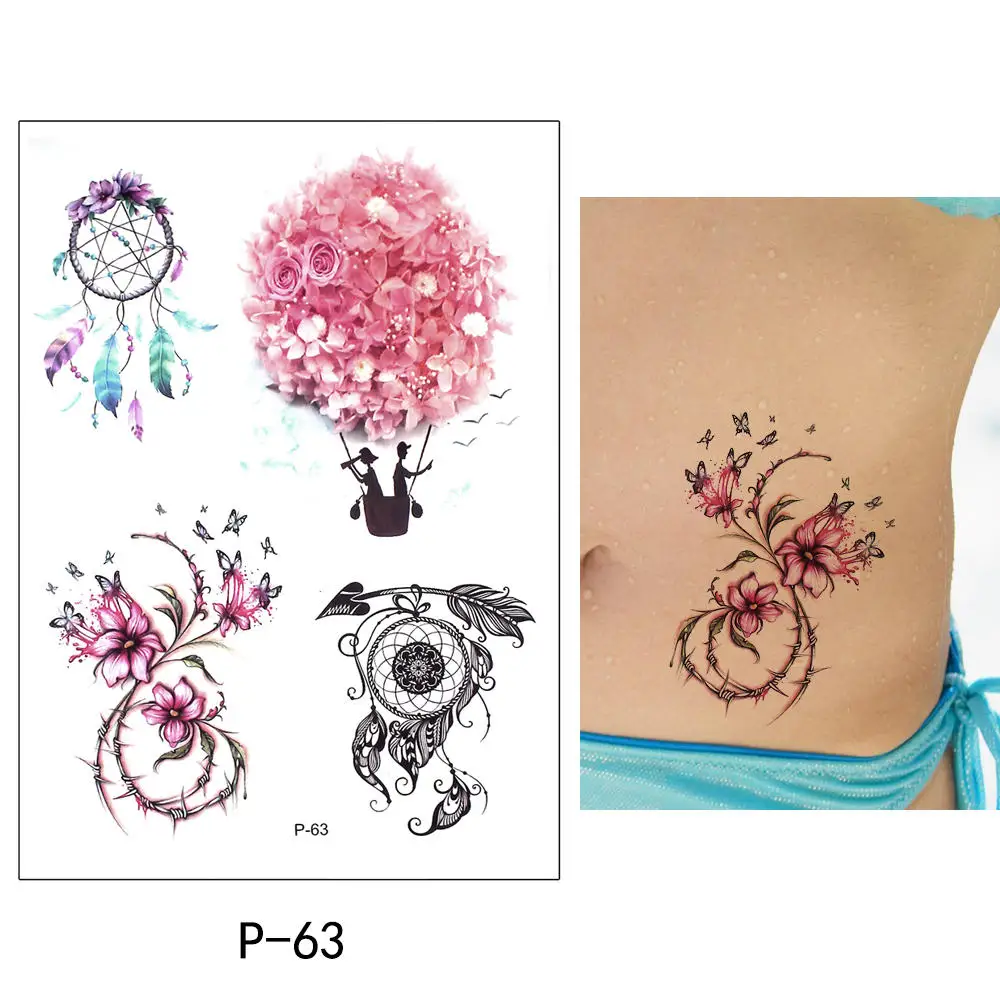Glaryyears 1 лист временная татуировка наклейка цветок животное поддельные тату флеш-тату водонепроницаемый для рисунков на теле Мужчины Женщины P-5X - Цвет: P-063