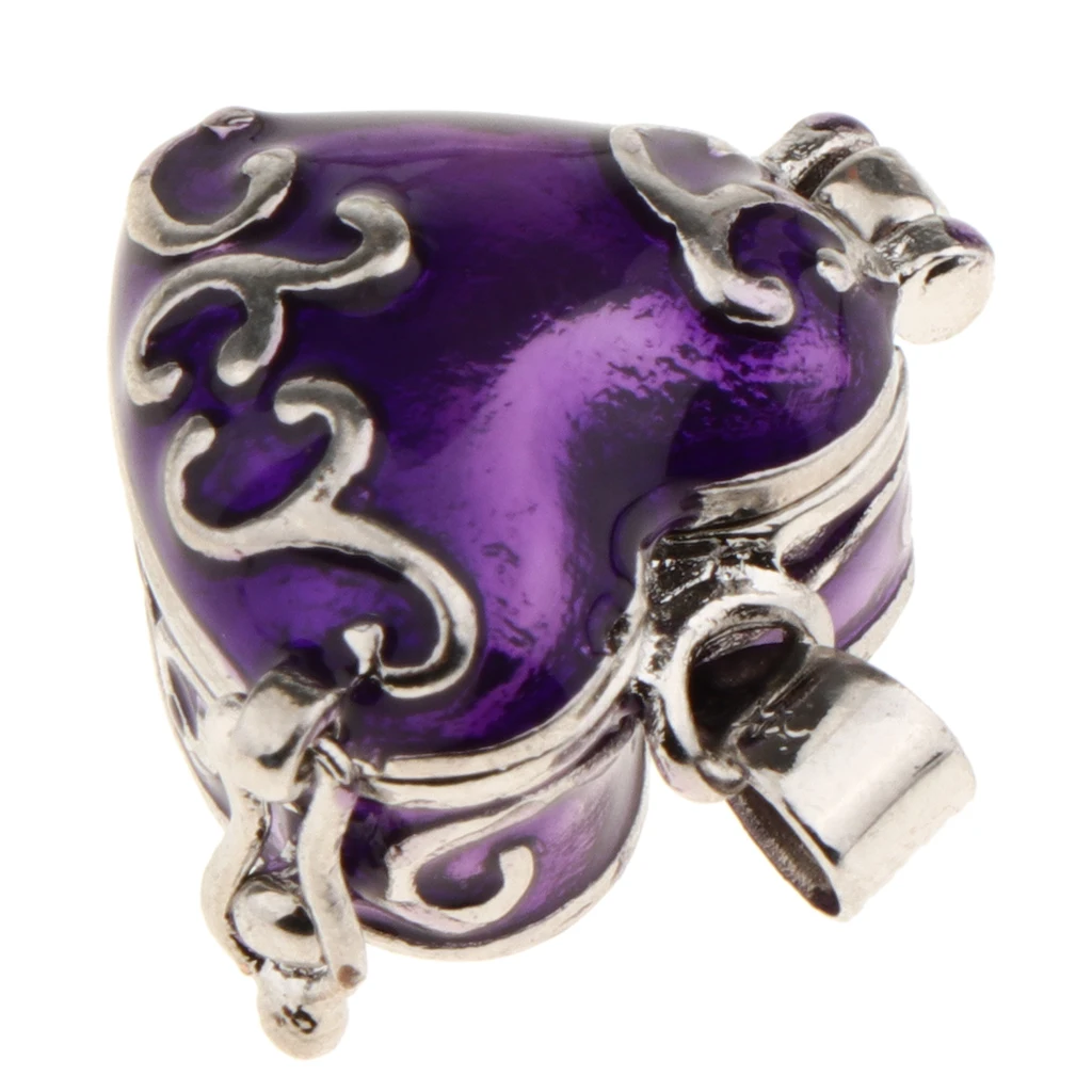 Purple Enamel Heart Pendant Cremation Jewelry Funeral Ash Urn Necklace Chain