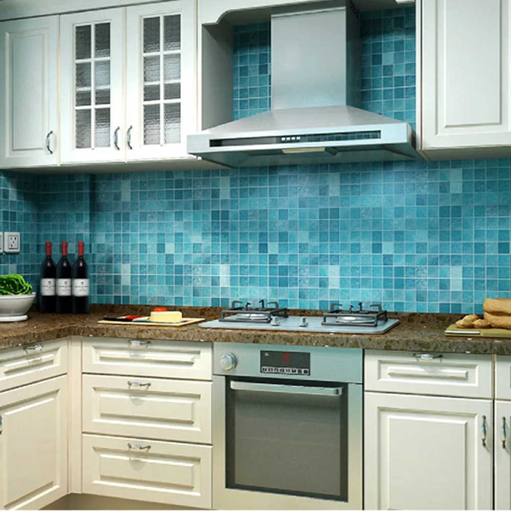 

Funlife 45x200cm Mosaic 5 Colors Aluminum Foil Self-adhensive Anti Oil Wallpaper for Kitchen High Temperature resistant wp1021